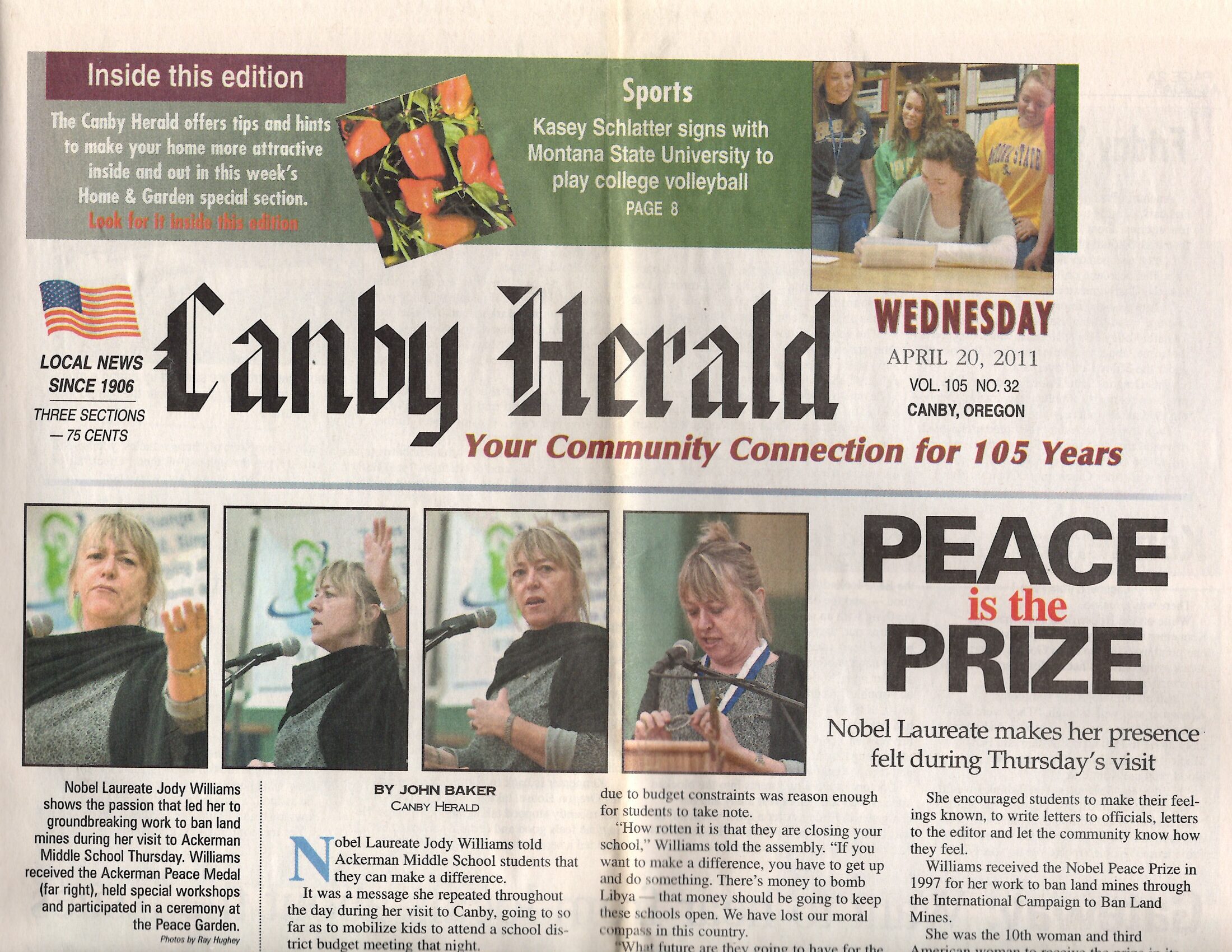 Jody Williams Newspaper Article